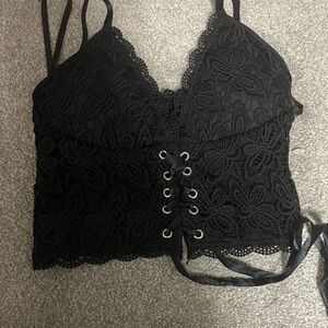 Forever 21 Black Lace-Up Camisole